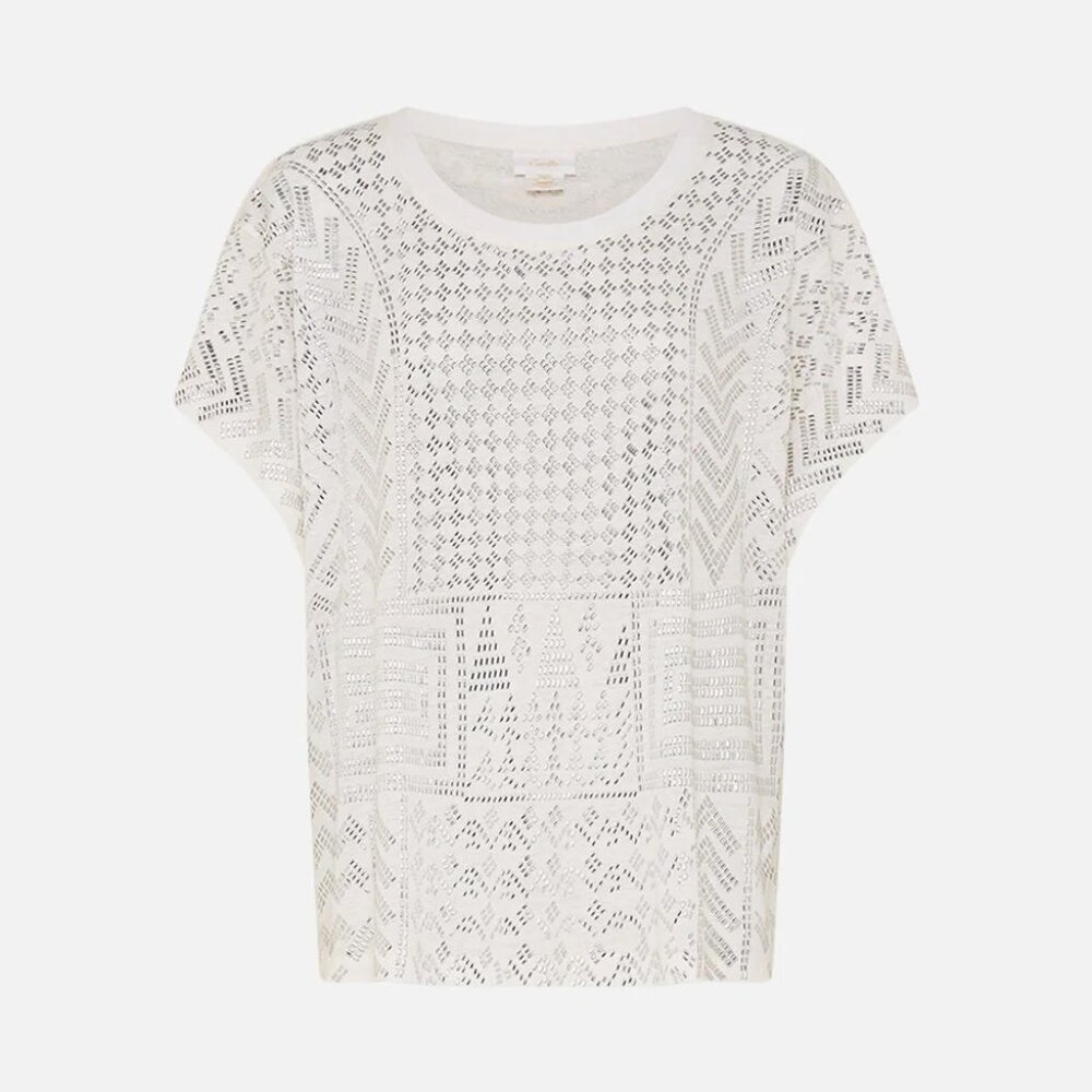Embellished T-shirt with Dropped Armhole in "Valley of the Queens" Pattern - Picture 6 of 7